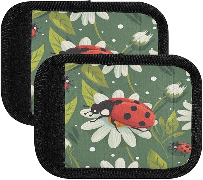 Qilmy Cute Ladybug Luggage Handle Wrap 2Pack Luggage Identifiers Tag Comfort Handle Grips Cover for Stroller Suitcase Bag Airplane Travel Accessories1727