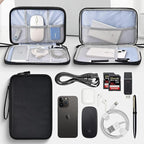CAAORDKSO Electronics Travel Organizer, Electronic Accessories Carry Case Waterproof Double Layers Storage Bag Travel Essentials for Cord, Cable, Charger, USB, Power Bank, Earphone (Black, X-Large)