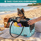 PetAmi Dog Purse Carrier for Small Dogs Cats, TSA Airline Approved Soft-Sided Pet Carrier with Pockets, Ventilated Travel Tote Bag with Bed & Shoulder Strap, Puppy Kitten, Max 12 lbs, Chevron Teal