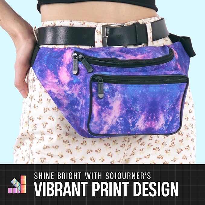 Fanny Pack Belt bag - Crossbody Waist Bag for Men or Women - Hands-Free, Waterproof Large Bumbag for Hiking, Running, and Travel (Galaxy Outer Space)