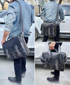 RUSTIC TOWN 16" Leather Laptop Messenger Bag for Men - Full Grain Leather Briefcase Computer Satchel Office Crossbody Bag