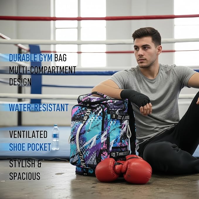 Gym Duffle Bag Backpack with Shoe Compartment,4 ways Travel Backpack for Women and Men,Multi-Functional Weekender bag with Waterproof Layer&Laptop Compartment for Fitness, Travel,Camping