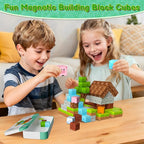 Magnetic Blocks Minecraft-Style Magnetic Building Blocks Cubes - 35PCS Tin Box Magnet Toys Travel Set STEM Educational for Kids Ages 4-8 6-8 8-12 Year Old Boys Girls Birthday Christmas