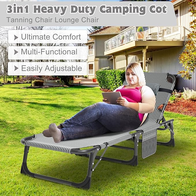ABORON Camping Cot for Adult 28" Extra Wide, Heavy-Duty 1200D Oxford Cot for Sleeping, Portable Folding Camp Bed with Mat & Carry Bag