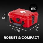 NANUK 904 Waterproof First Aid Box Empty – Durable, Medical First Aid Organizer Case, IP67-Rated, Dustproof, Impact-Resistant, and Floats (8.4" x 6.0" x 3.7") – Red