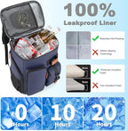 BAGPARKK Insulated Cooler Backpack,33/45 Cans Multifunctional Double Deck Leakproof Cooler Bag with Sternum Strap,Large Capacity Lightweight Travel Camping Beach Backpack