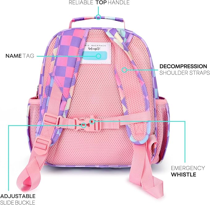 mibasies Kids Backpack for Girls: Girls Backpack 5-8 - Kindergarten Elementary School Bookbag for Girl - Checkerboard