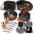 Smokey Camp Camping Cookware Mess Kit Set with Stove - Backpacking Camping Pots and Pans Set, All in One Non-Stick Camping Cooking Set, Portable Stove, Hiking, Picnic, Outdoor & Camping Cookware Set