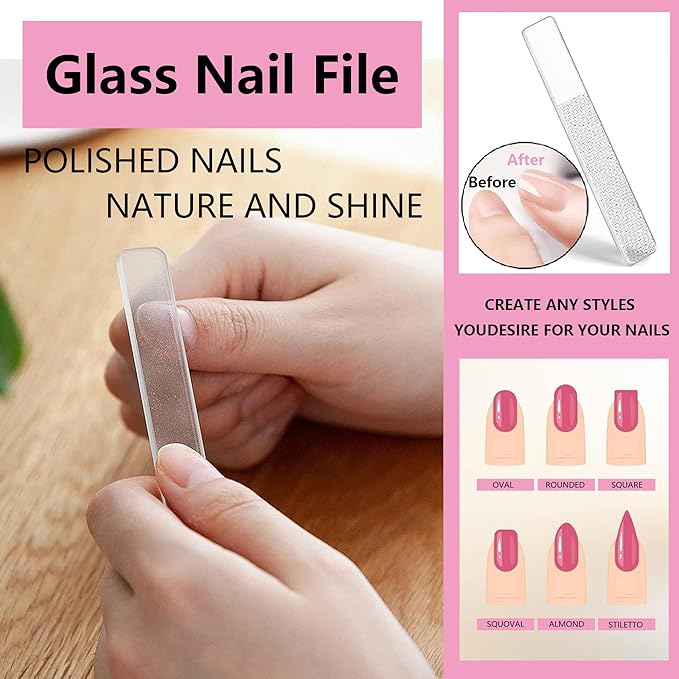 Women's Nail Clipper Set Travel Manicure Kit with Glass Nail File Stainless Steel Nail Clippers Case Nail Grooming Kit Gift