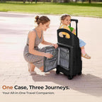20" Ride-On Luggage with Child Seat, Hardside Carry-On Suitcase with Front Access Shockproof Silent Spinner Wheels, TSA Lock, Charging Port for Kids & Adults & Busy Moms