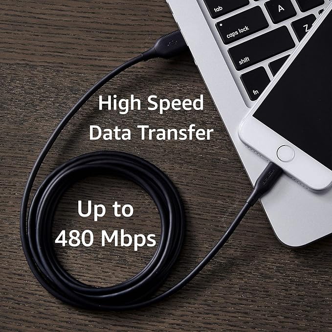 Amazon Basics 2-Pack Apple MFi Certified USB-A to Lightning Charger Cable for iPhone 14 13 12 11 X Xs Pro, Pro Max, Plus, iPad, 6 Foot, Black