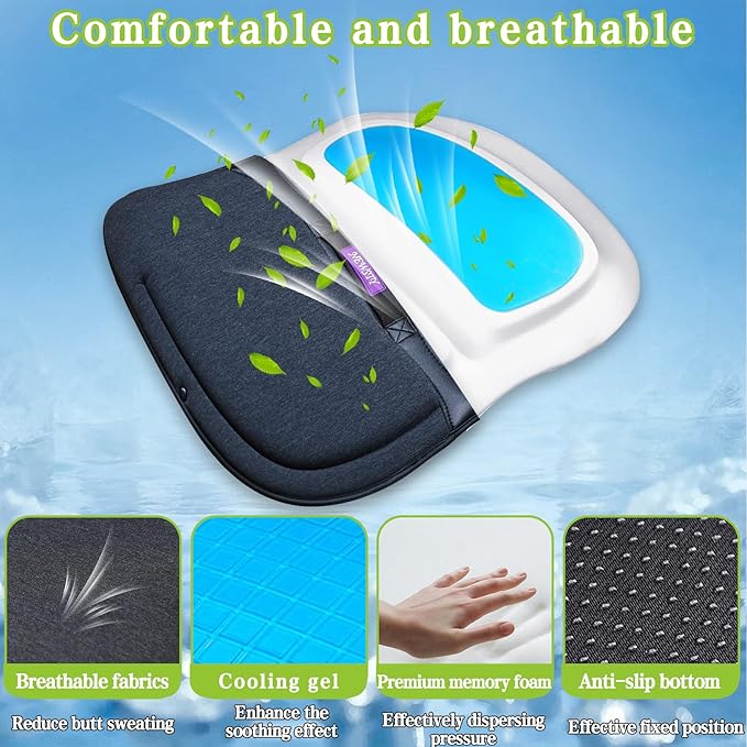 Gel Seat Cushion Orthopedic Lightweight Folding Seat Cushion for Car/Chair/Train/Airplane/Stadium Seat
