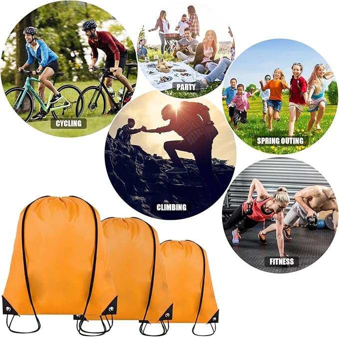 Grneric 60 Pieces Drawstring Backpack Bulk Cinch Sackpack Ployster Drawstring Bags for Gym Party Trip(Orange)