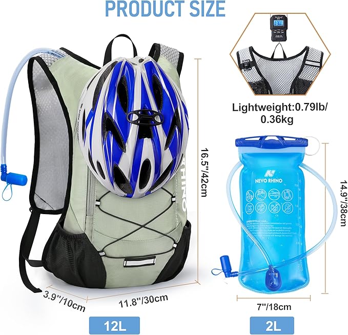 Lightweight Hydration Backpack, Running Backpack with 2L Water Bladder, Hydro Water Daypack for Cycling Hiking Rave for Men Women