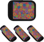 Boho Mandala Flowers Luggage Handle Cover and Instant Suitcase Identifier, 4 Pack, 5.9 x 4.3 Inches No-Slip Luggage Handle Wraps with Writable Luggage Tags