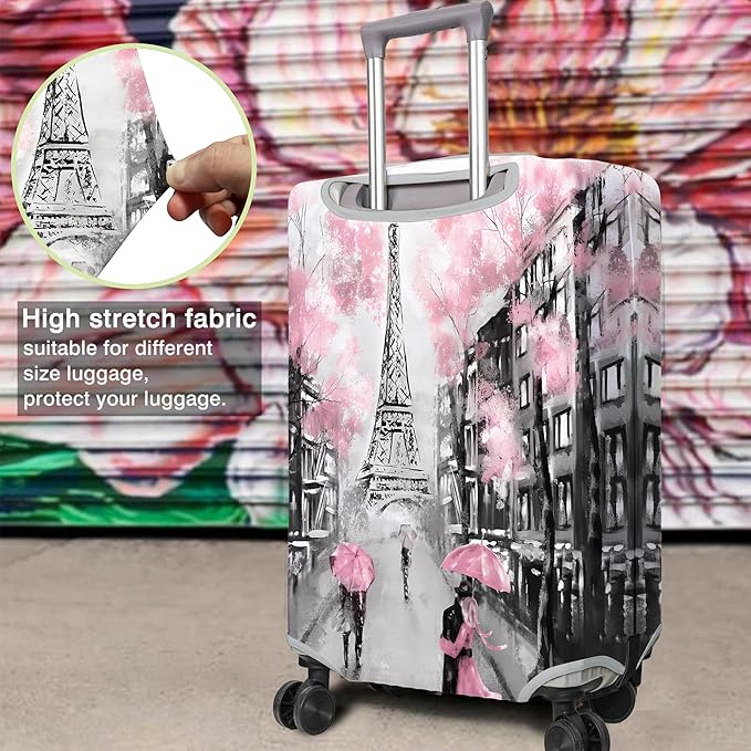 Travel Luggage Cover Suitcase Protector Fits 18-32 Inch Wheel Covers PatternedTravel Related Items Flower Luggage Protector Elastic S