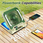 20000mAh Portable Fan Rechargeable with Solar Panel 2-in-1, 3 Speeds Cordless Battery Powered Fan with Led Lantern,Timer, Quiet USB-C Table Fan for Travel Tent Hurricane Office Home Bedroom (Beige)