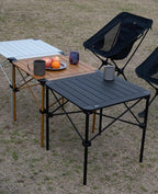 iClimb Lightweight Stable Alu. Folding Square Table Roll Up Top with Carry Bag for Camping Picnic Backyards BBQ Camp Kitchen (Silver, M)