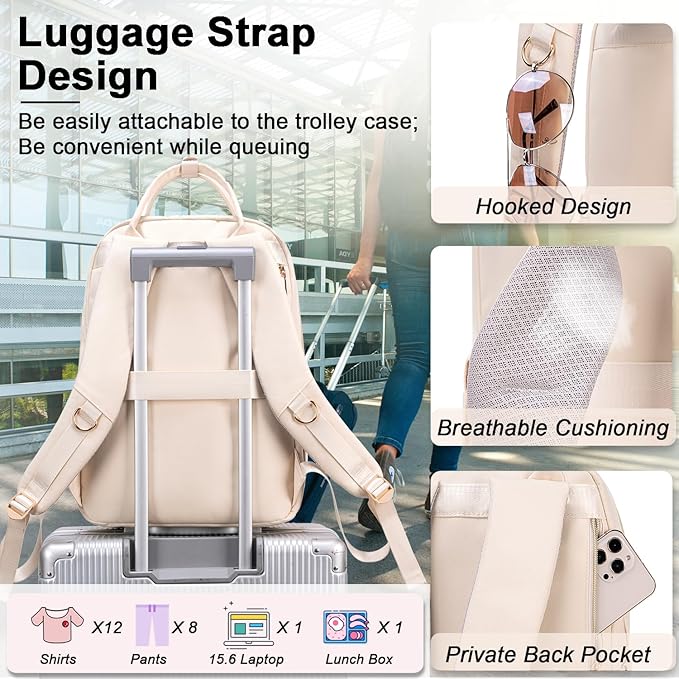 Weitars Lunch Backpack for Women,15.6 Inch Laptop Backpacks Travel Backpack for Women,Work Back pack,Teacher Nurse Back pack Insulated Lunch Bookbag Cooler Backpacks