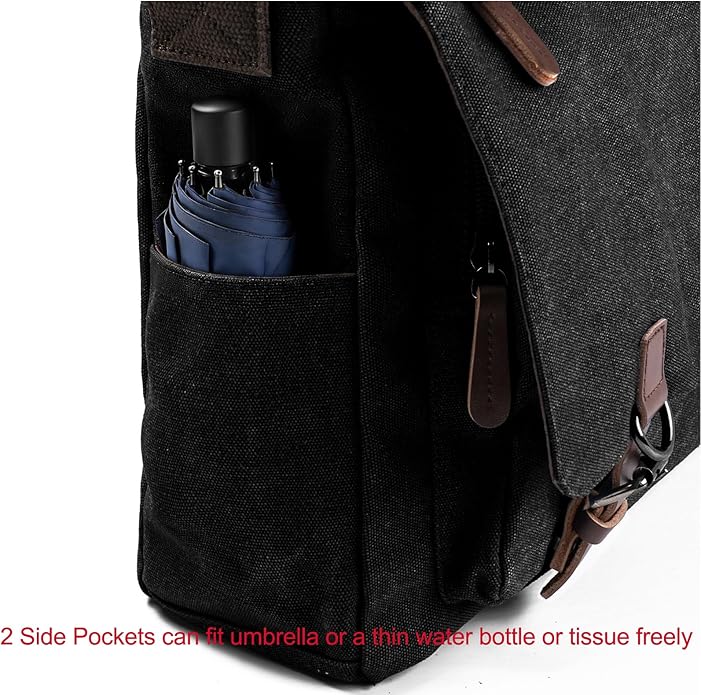 Evergoo Vintage Messenger Bag Unisex Shoulder Bags Canvas Satchel Cross Body Work Satchel Briefcase for 15.6 Inch Laptop