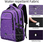 DUSLANG 17 Inch Laptop Backpack for Travel Water Resistant College Backpack for Women Laptop Bag with USB Charging Port Work Backpack,Purple