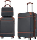 Luggage Sets, 2 Piece Carry on Luggage Set with Travel Bag, 2 Piece Expandable Spinner Hardshell Suitcase with TSA Lock, Back to School Suitcase, Women Men (Black, 20/24 inch+Cosmetic Case)