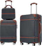 Luggage Sets, 2 Piece Carry on Luggage Set with Travel Bag, 2 Piece Expandable Spinner Hardshell Suitcase with TSA Lock, Back to School Suitcase, Women Men (Black, 20/24 inch+Cosmetic Case)
