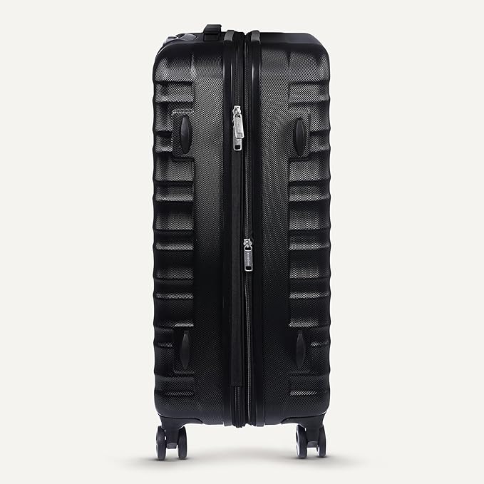 Amazon Basics 3-Piece Hardshell Luggage Set (21", 26", 30"), Scratch-Resistant Expandable Suitcases with Multi-directional Wheels and Telescoping Handle, Black