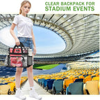 MAY TREE Clear Bag for Stadium Events, 12x6x12 Clear Tote Bag with Removable Strap, Transparent Bag for Concert Sports Gym, White Block-Strap