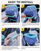 BurgeonNest Center Console Dog Car Seat for Small Dogs, Puppy Cat Car Seat Booster with Soft Cushion Safety Belt, Seats Safe & Cozy Metal Frame Armrest Dog Booster Pet Under 11 lbs (Word)