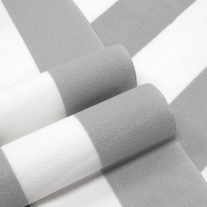 HENBAY Large Oversized Beach Towel - 35 x 70 Inch Microfiber Pool Towel, Grey Striped Quick Dry Cabana Swim Towel