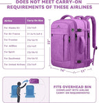 AREYTECO 60L Carry On Backpack, Extra Large Laptop Backpack, Big Capacity Travel Backpack for Women, Expandable Water Resistant Bag Anti-Theft Business Daypack Fit 18 Inch Laptop,Purple