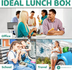 Everusely - Bento Box - Green, 47oz / 1.4 L - Large Stainless Steel Lunch Box with Leakproof Condiment Container - 3 Compartment Snack Organizer for On the Go Meals - Freezer & Dishwasher Safe