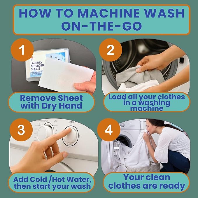 Travel Laundry Detergent Sheets Bundle – 50 Count Hand Wash + 20 Count Machine Wash Laundry Detergent Sheets for Sink Washing in Hotels, Cruises, Camping & Backpacking