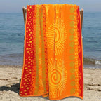 COTTON CRAFT Oversized Beach Towels - 2 Pack XXL 35x84 - The Big Kahuna 7 Foot Extra Large Beach Blanket Towel - Big & Tall - 100% Cotton Jacquard Velour Soft Luxury Towel - Sunshine Orange Yellow