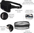 Baggallini Securtex Anti-theft Belt Bag 8.8"x5.5" Crossbody Fanny Pack for Women RFID Wallet Locking Zipper Travel Purse