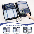 BAGAIL 8 Set Packing Cubes Luggage Packing Organizers for Travel Accessories-Navy Leaf