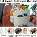 FrgKbTm 2Pack Car Seat Back Hanging Bag Car Document Holder Multi-Pocket Bottle Bag Storage Box Organizer Travel Tidy Pouch Pocket Kids Beige