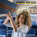 6 Piece Luggage Sets with Bags, Lightweight Expandable Checked Luggage Sets, Hardshell ABS Spinner Wheels Carry on Suitcase with TSA Lock, for Travel, Women Men (Navy Blue, 18/20/24/28inch+2bags)