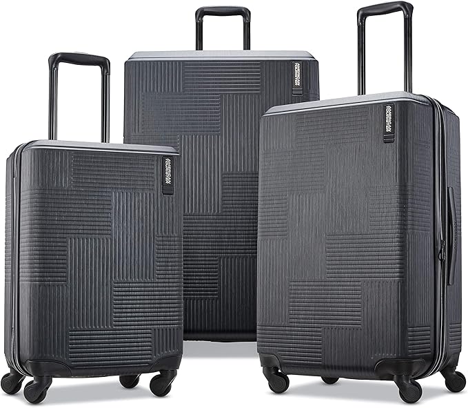American Tourister Stratum XLT Expandable Hardside Luggage with Spinner Wheels, Jet Black, Checked-Large 28-Inch