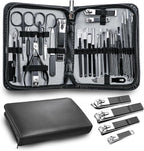 Manicure Pedicure Kit Professional 30pcs Complete Nail Care kit，fingernail and toenail Clippers and Manicure kit for Men with Travel Deluxe Beauty Tools Convenience Set (Black)