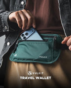 VULKIT Money Belt for Travel, Hidden Passport Holder, Anti-Theft Travel Wallet Under Clothes, RFID Blocking Waist Pouch, Undercover Fanny Pack, Deep Teal
