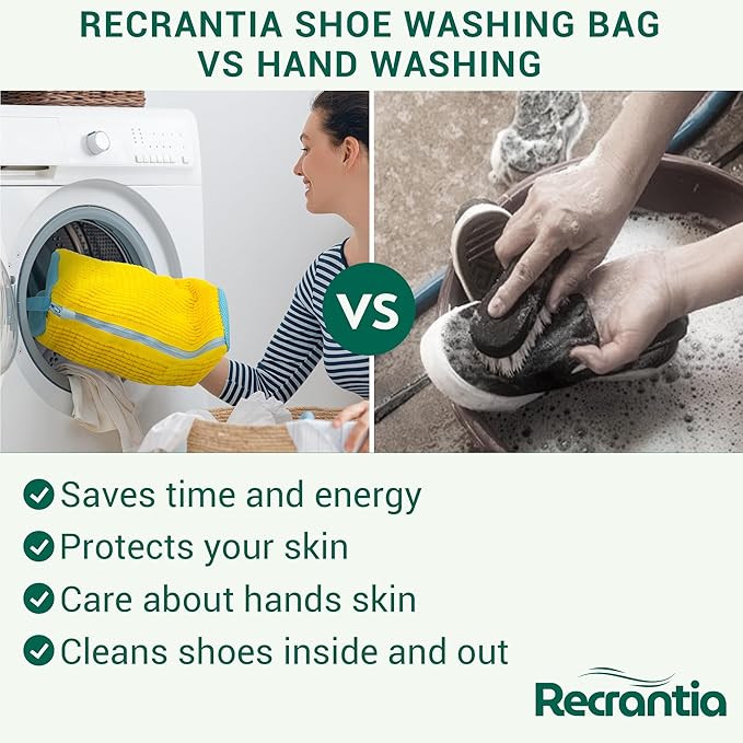 Shoe Washing Machine Bag - Set of 2 Shoe Bags, 360° Deep Clean Shoes Laundry, Reusable Shoe Bag for Washer, Sneaker washing machine bags, Yellow