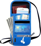 Travel Neck Wallet, RFID Blocking Passport Holder with Adjustable Neck Strap for Men and Women to Keep Cash, Credit Cards and Travel Documents Safe - Navy Blue