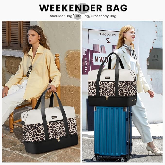 LOVEVOOK Weekender Bag, Large Travel Duffel Bag for Women with 2 Packing Cubes, Carry on Overnight Bag with Shoe Compartment, Mom Hospital Bags for Labor and Delivery