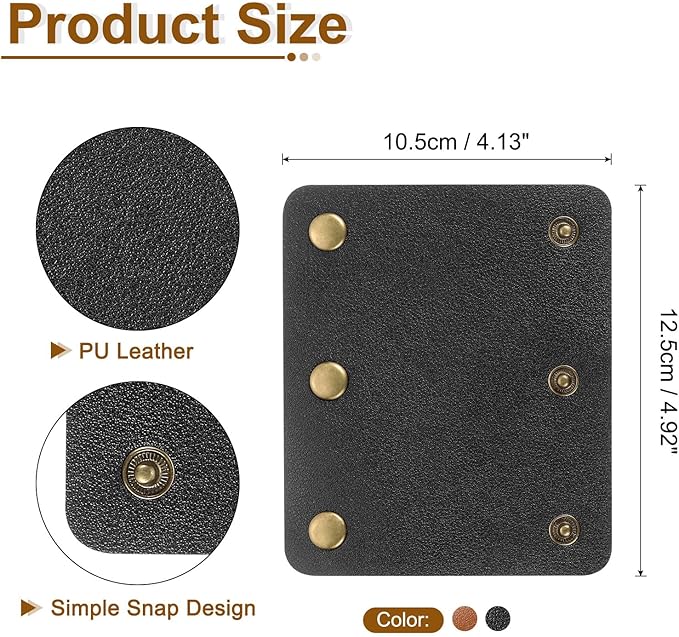 uxcell 4Pcs Handbag Handle Cover, PU Leather Luggage Handle Wraps, Luggage Grip Protector for Purse Tote Bag Suitcase, Black/Light Brown