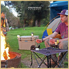 ARROWHEAD OUTDOOR 2-Pack 26” (66cm) Heavy-Duty Portable Camping Folding Table, 2 Cup Holders, Compact, Square, Carrying Case Included, Steel Frame, High-Grade 600D Canvas