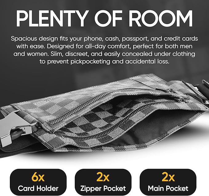 Luxury Travel Wallet – Hidden Money Belt, RFID-Blocking, Anti-Theft Passport Holder for Men & Women (Black)