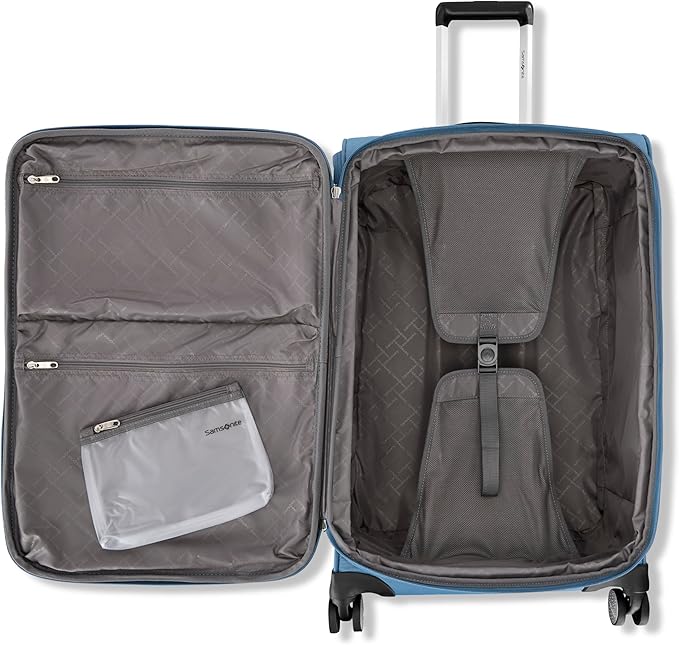 Samsonite Carry-On Soft-Sided Expandable 21-Inch Element Suitcase: Airline Approved for Most Major Airlines, Durable, 360° Spinner Wheels, Adjustable Handle, 2 Front & Side Pocket- CAPTAINS BLUE