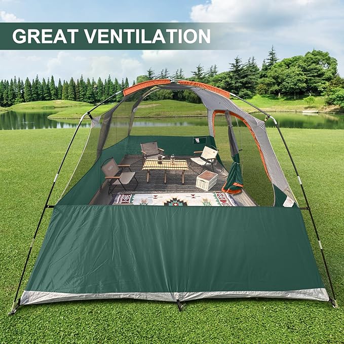 CAMPROS CP Upgraded 6/8 Person Camping Tents, Waterproof Windproof Family Tent with Larger Mesh Windows & Door, Double Layer, Easy Set Up, All-Season Dome Tent with Top Rainfly & Carry Bag
